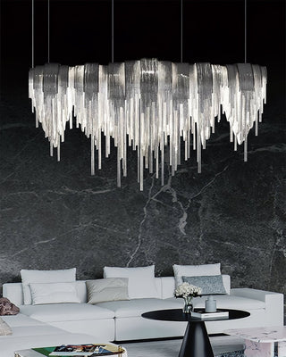 Lustra Lustre Superposé Chaîne Nickel Luxe