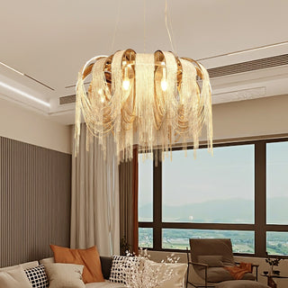 Lustra Lustre Superposé Chaîne Nickel Luxe