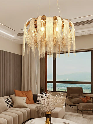 Lustra Lustre Superposé Chaîne Nickel Luxe