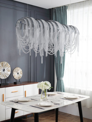 Lustra Lustre Superposé Chaîne Nickel Luxe
