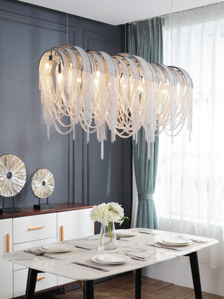 Lustra Lustre Superposé Chaîne Nickel Luxe