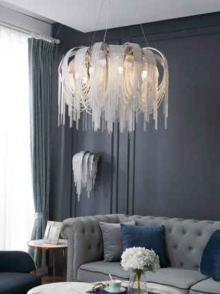 Lustra Lustre Superposé Chaîne Nickel Luxe