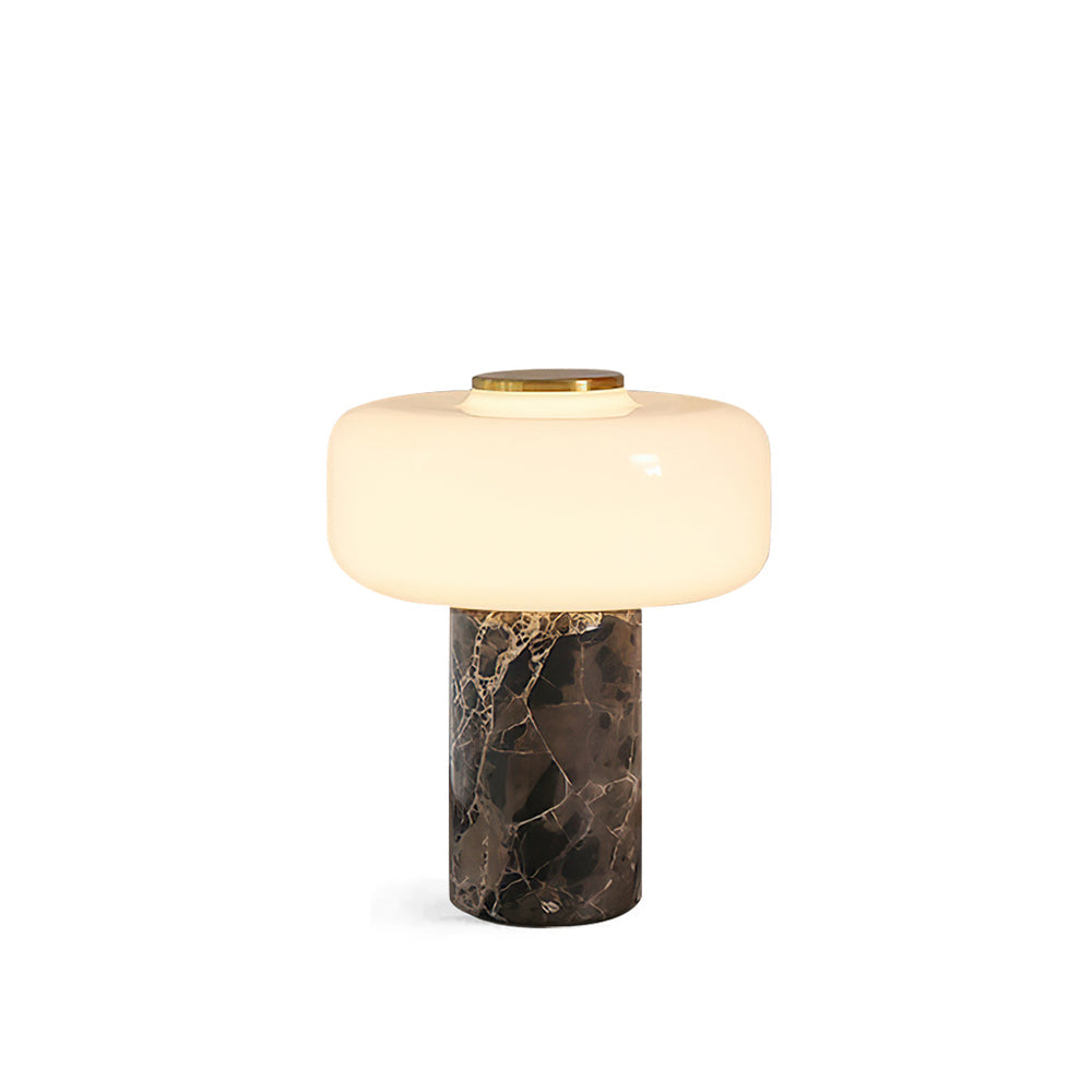 Lennox Marble Table Lamp with mushroom glass shade on a plain background.