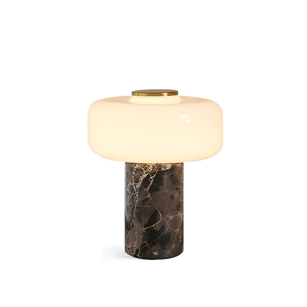 Diagram showing the dimensions of the Lennox Marble Table Lamp: Diameter 23cm, Height 28cm.