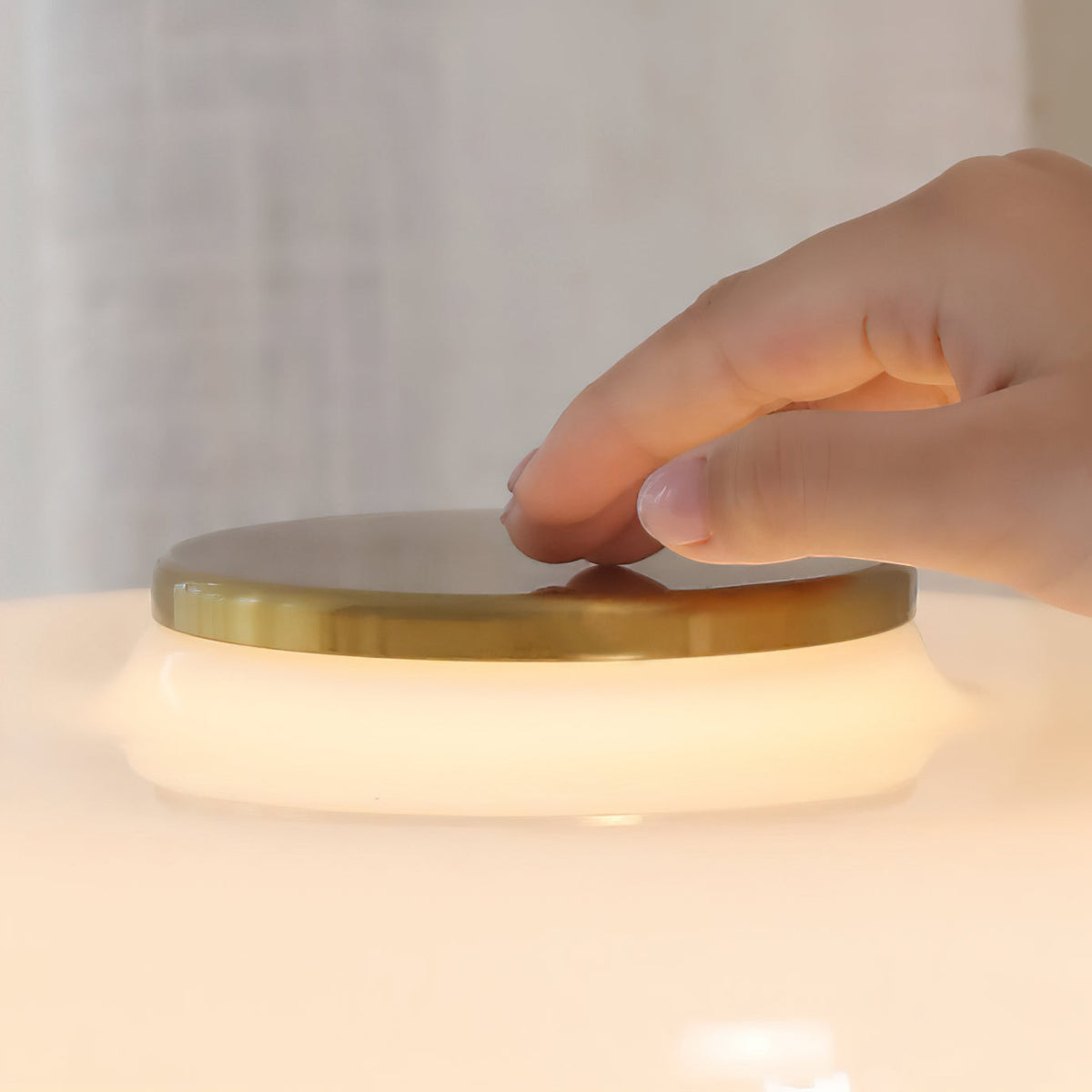 A view showing the scale of the Lennox Marble Table Lamp in a room.