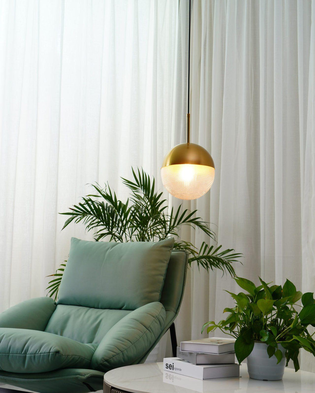 Galuna Suspension en Laiton Verre Moderne