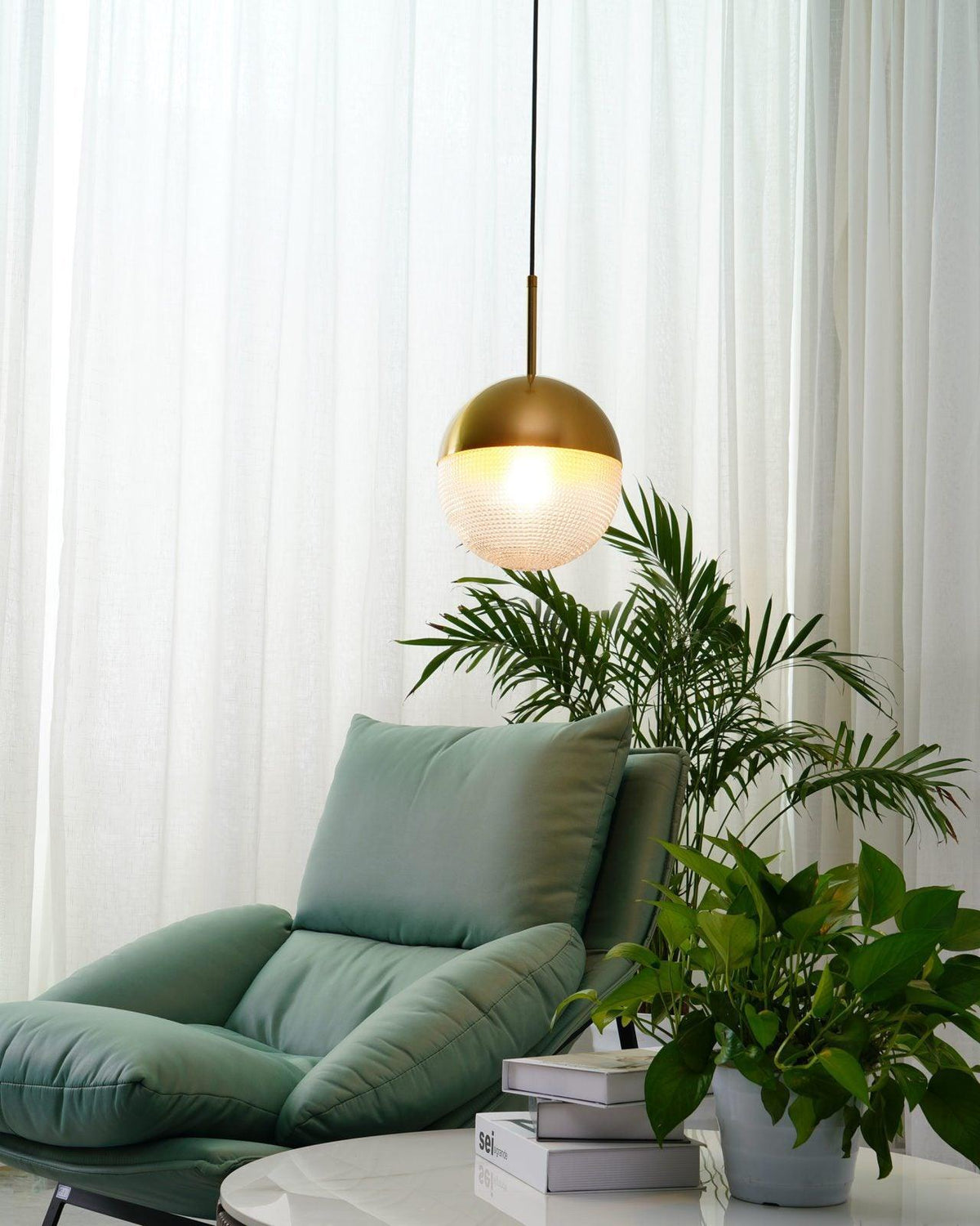 Galuna Suspension en Laiton Verre Moderne