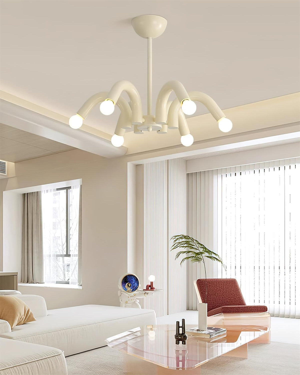 Fivelle Modern Cream Multi-Arm Chandelier-Neutral Decor