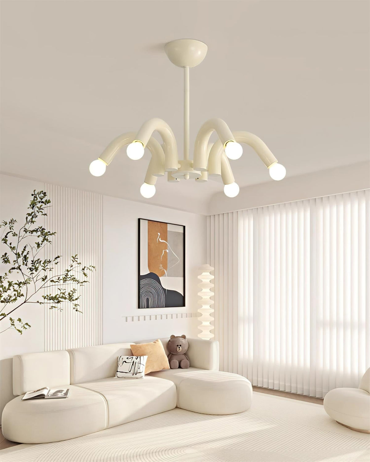 Fivelle Modern Cream Multi-Arm Chandelier-Neutral Decor