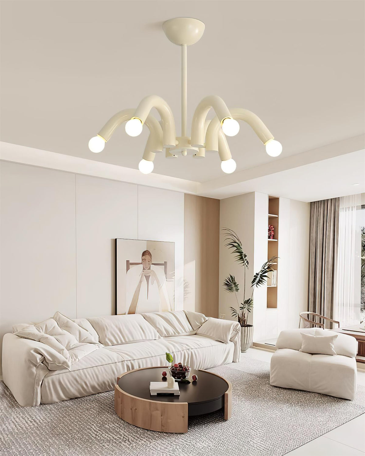 Fivelle Modern Cream Multi-Arm Chandelier-Neutral Decor