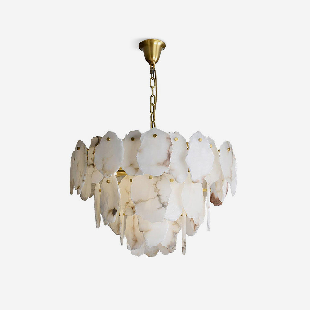 Leon Alabaster Chandelier Layered Stone Slices-Neutral Decor