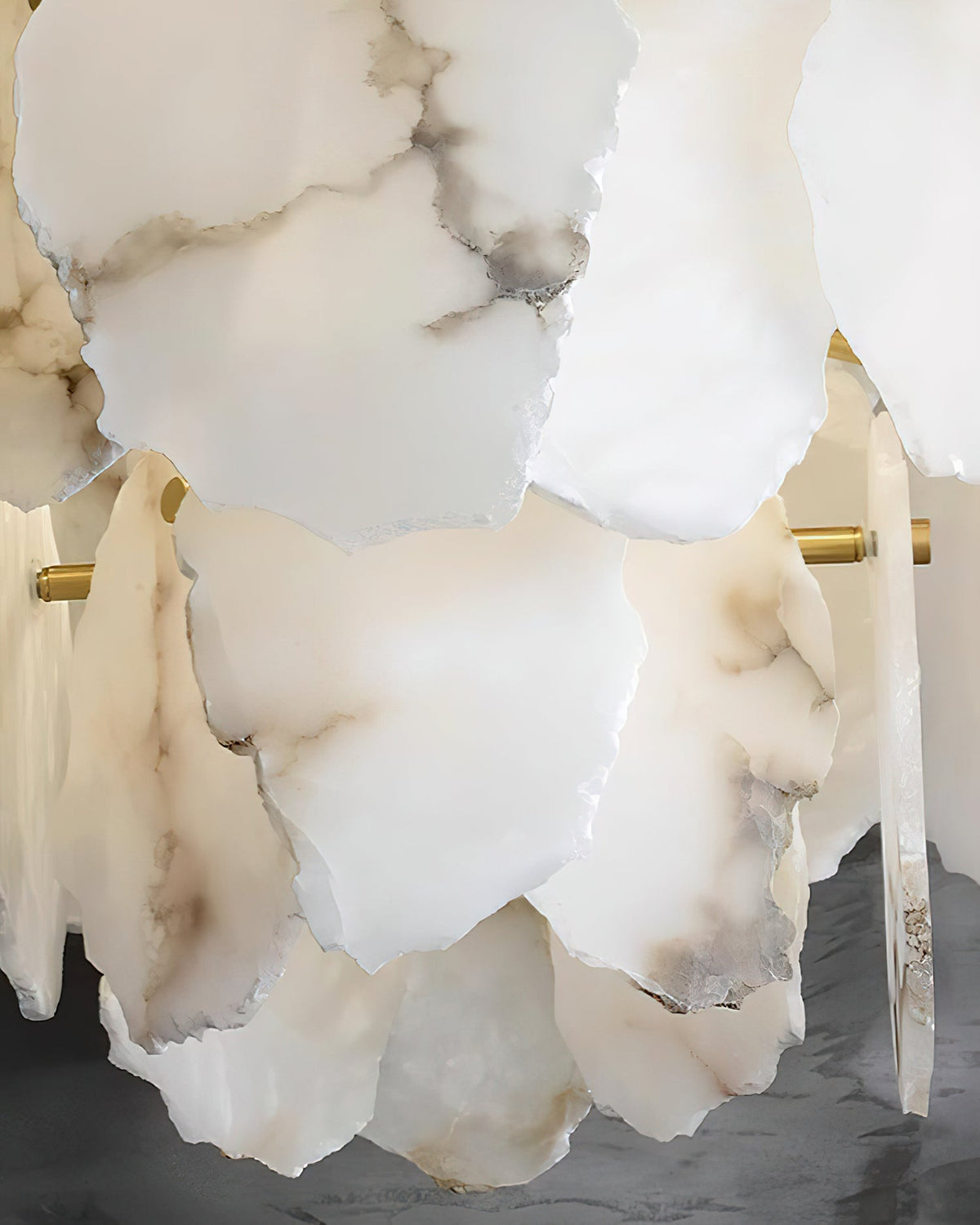 Leon Alabaster Chandelier Layered Stone Slices-Neutral Decor