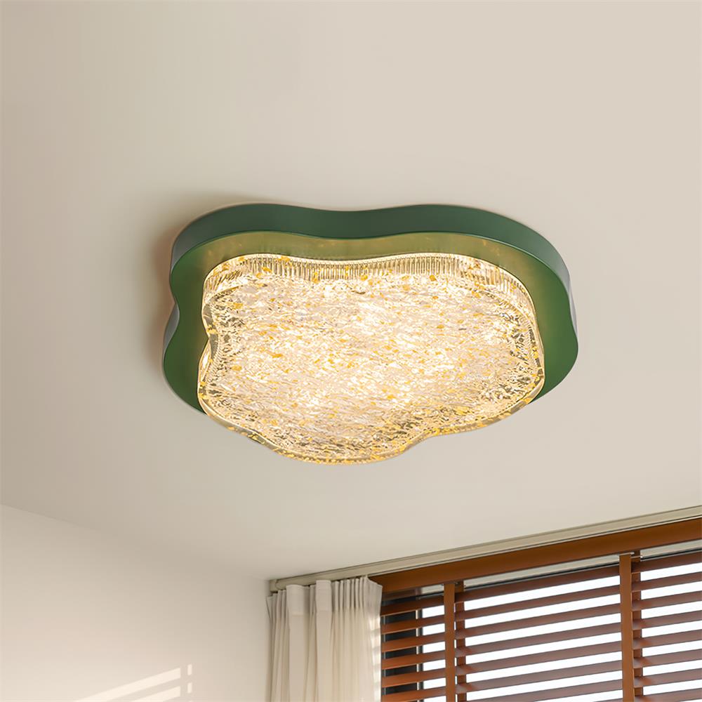 Ceiling Light Irregular Shape Resin Gold Leaf Modern Artistic Green-Neutral Decor