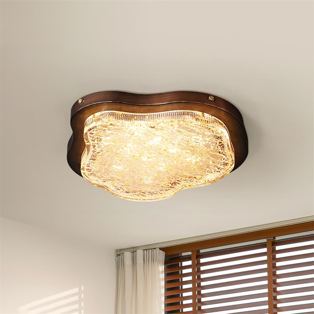 Ceiling Light Irregular Shape Resin Gold Leaf Modern Artistic Green-Neutral Decor