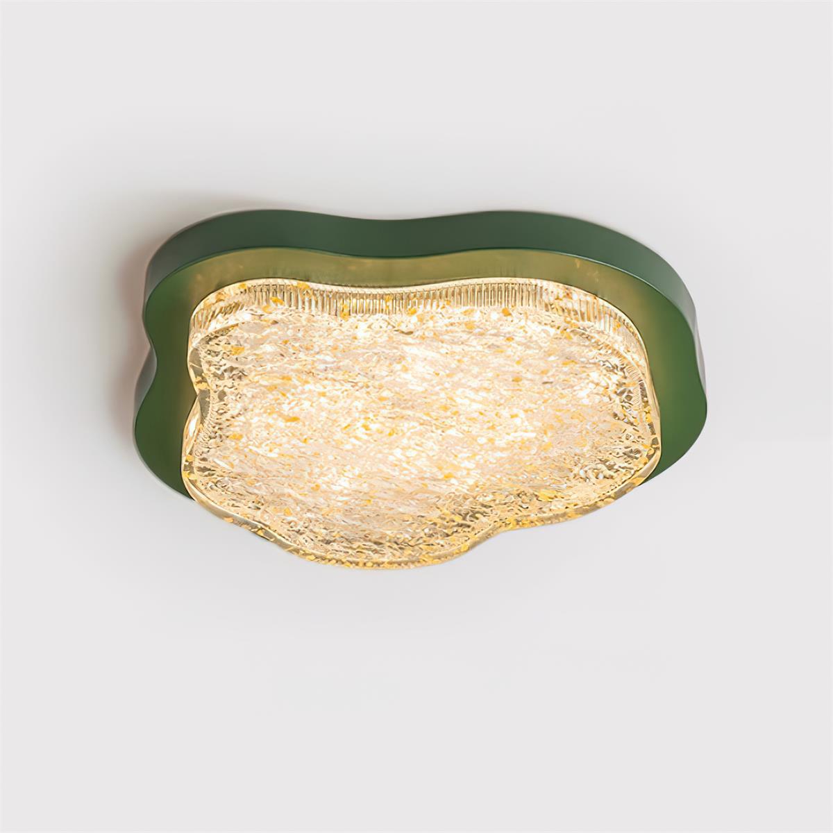 Ceiling Light Irregular Shape Resin Gold Leaf Modern Artistic Green-Neutral Decor