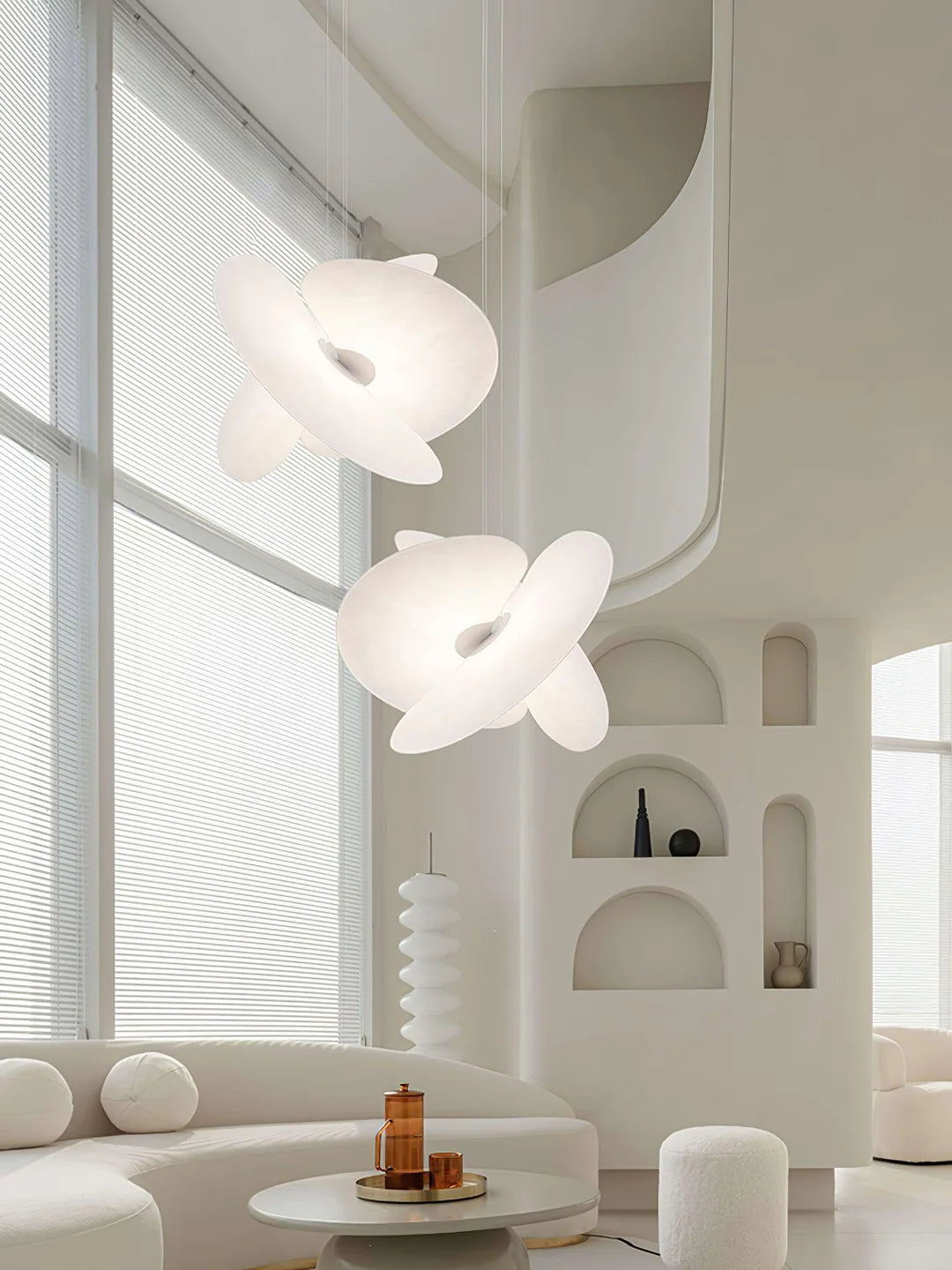 Side profile of the Levante Pendant Light, showing the overlapping panels.