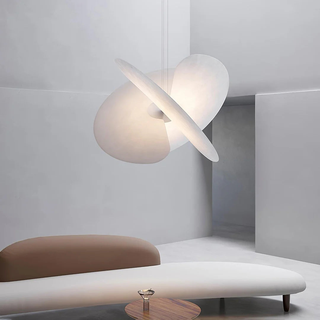 The Levante Pendant Light viewed from a low angle, highlighting its petal-like form.