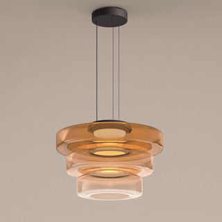Lustra Suspension en Verre à Cercles Multi-Niveaux