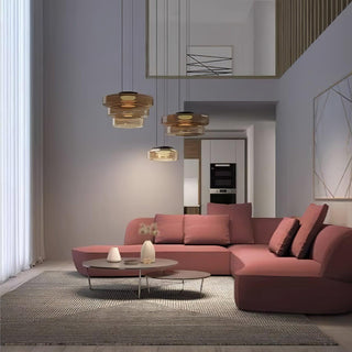 Lustra Suspension en Verre à Cercles Multi-Niveaux