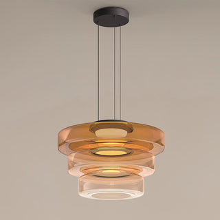Lustra Suspension en Verre à Cercles Multi-Niveaux