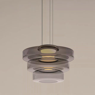 Lustra Suspension en Verre à Cercles Multi-Niveaux