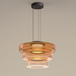 Lustra Suspension en Verre à Cercles Multi-Niveaux