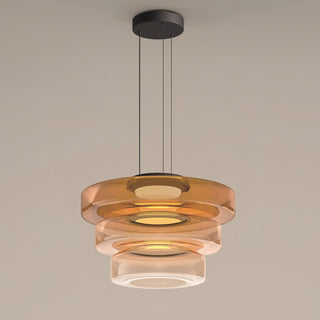 Lustra Suspension en Verre à Cercles Multi-Niveaux