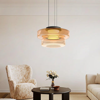 Lustra Suspension en Verre à Cercles Multi-Niveaux
