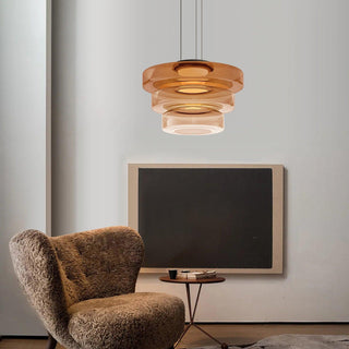 Lustra Suspension en Verre à Cercles Multi-Niveaux