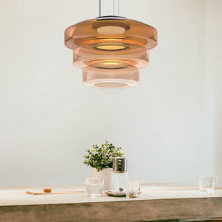 Lustra Suspension en Verre à Cercles Multi-Niveaux