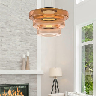 Lustra Suspension en Verre à Cercles Multi-Niveaux