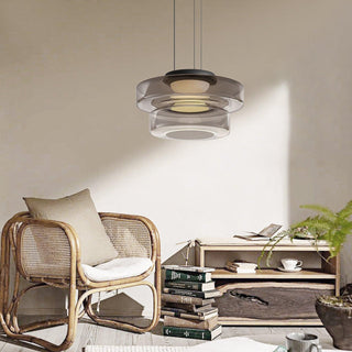 Lustra Suspension en Verre à Cercles Multi-Niveaux