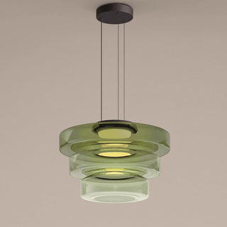 Lustra Suspension en Verre à Cercles Multi-Niveaux