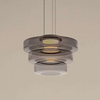 Lustra Suspension en Verre à Cercles Multi-Niveaux