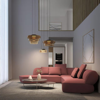 Lustra Suspension en Verre à Cercles Multi-Niveaux