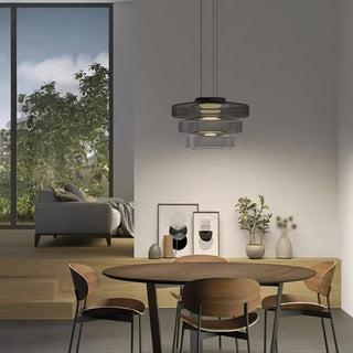 Lustra Suspension en Verre à Cercles Multi-Niveaux