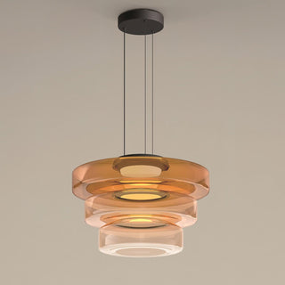 Lustra Suspension en Verre à Cercles Multi-Niveaux