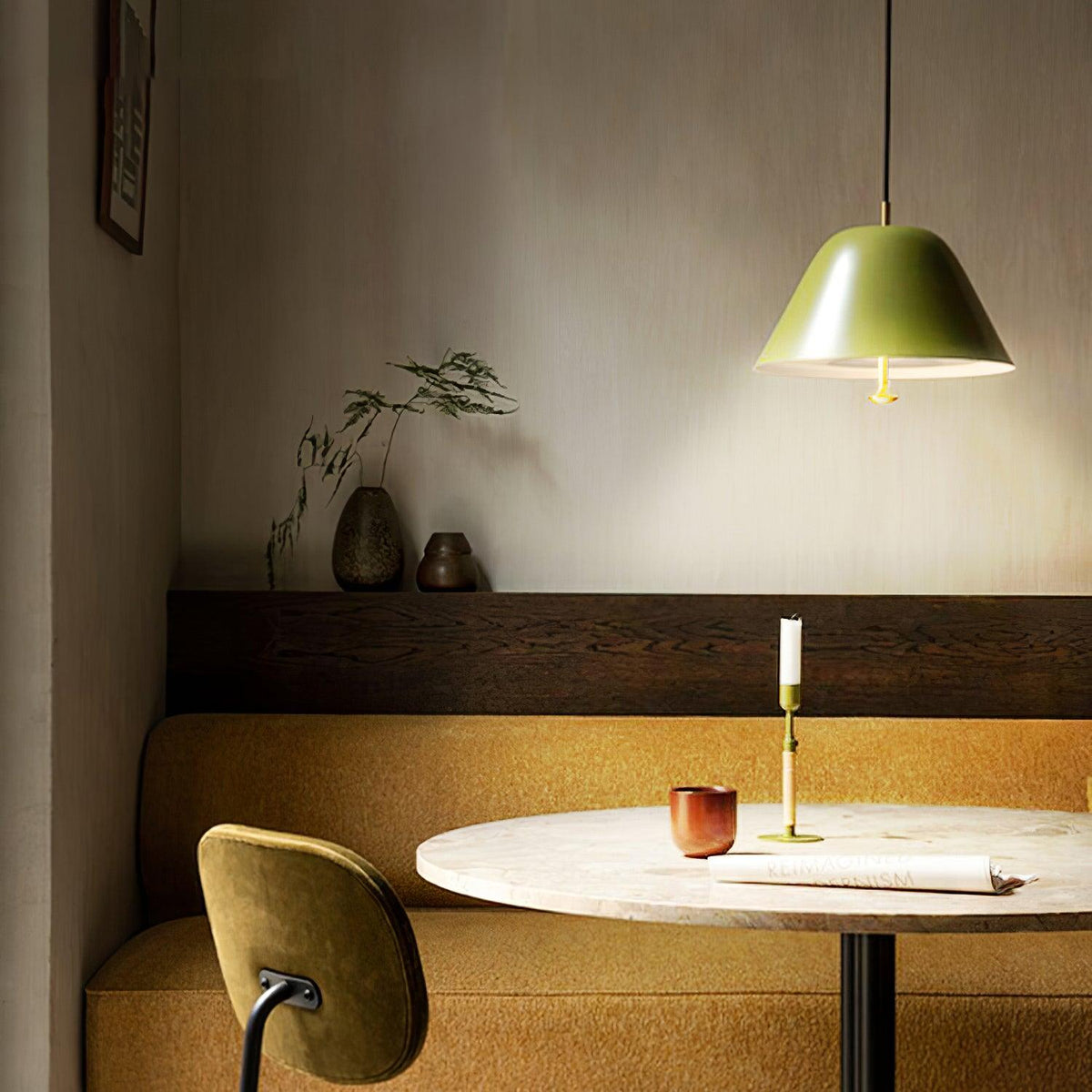 Pendant Lamp Modern Metal Shade in Green and White Minimalist-Neutral Decor