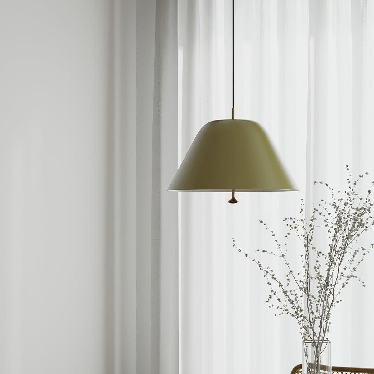 Pendant Lamp Modern Metal Shade in Green and White Minimalist-Neutral Decor