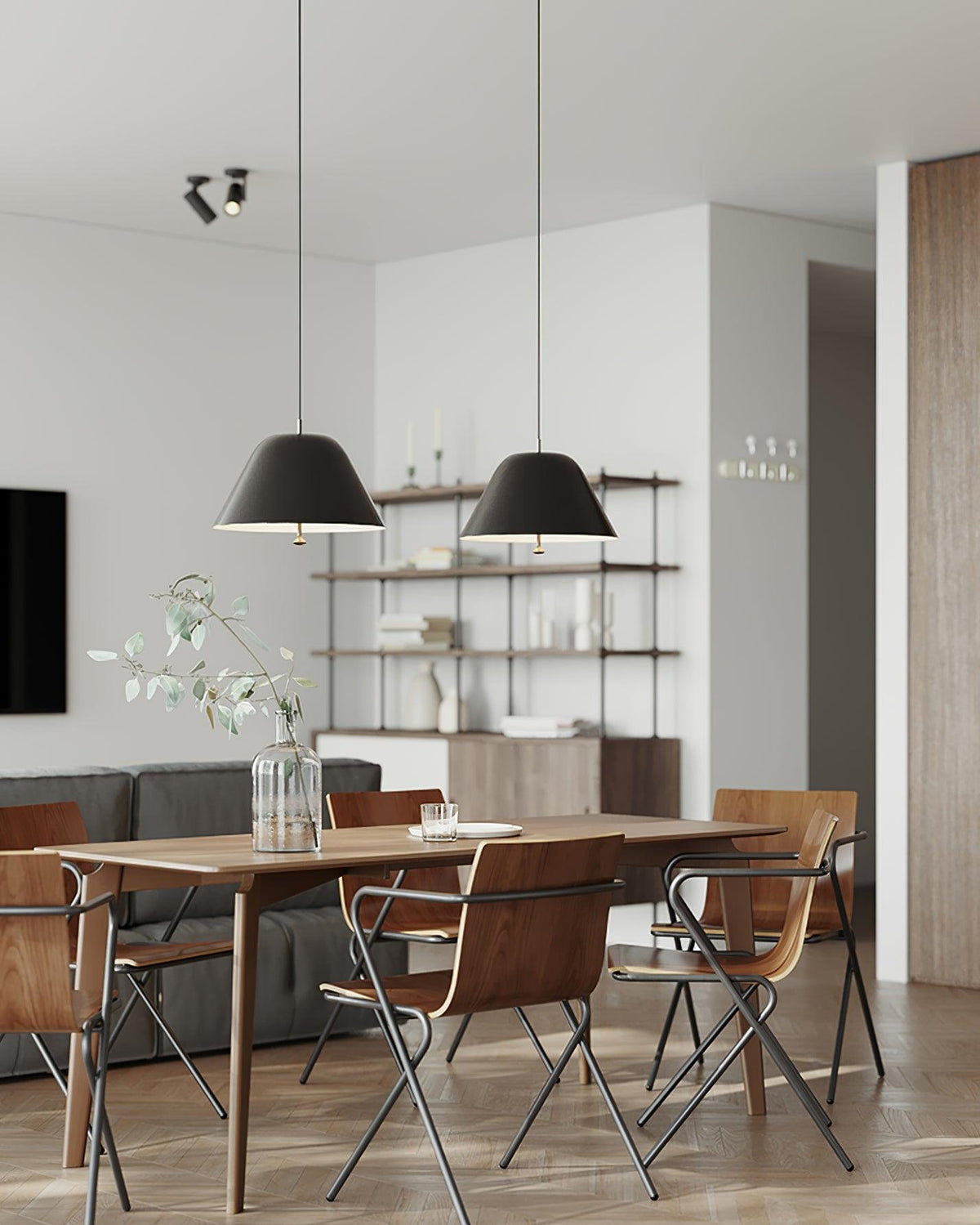 Pendant Lamp Modern Metal Shade in Green and White Minimalist-Neutral Decor