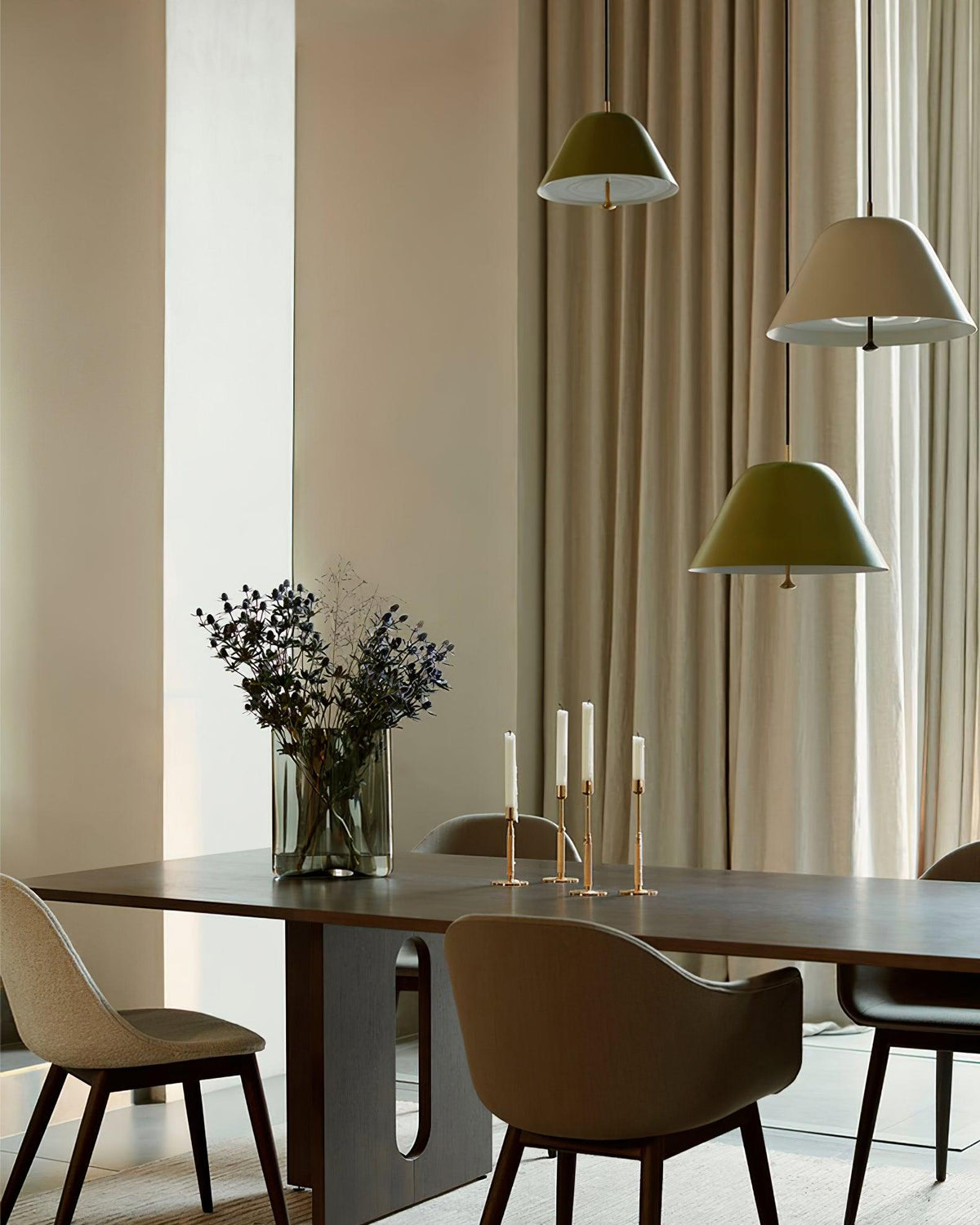 Pendant Lamp Modern Metal Shade in Green and White Minimalist-Neutral Decor