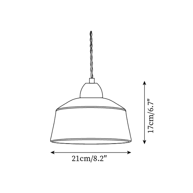 Pendant Lamp Textured Ceramic Drum Walnut Wood Retro-Neutral Decor