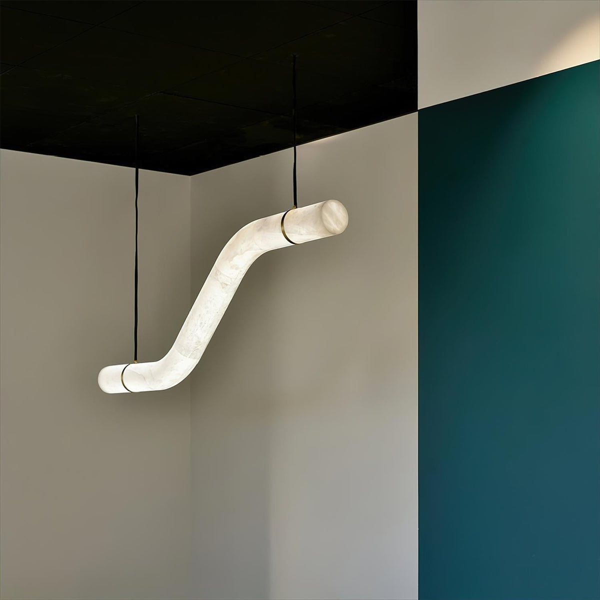 Liberty Chandelier Curved Alabaster Ribbon Silhouette - Neutralighting