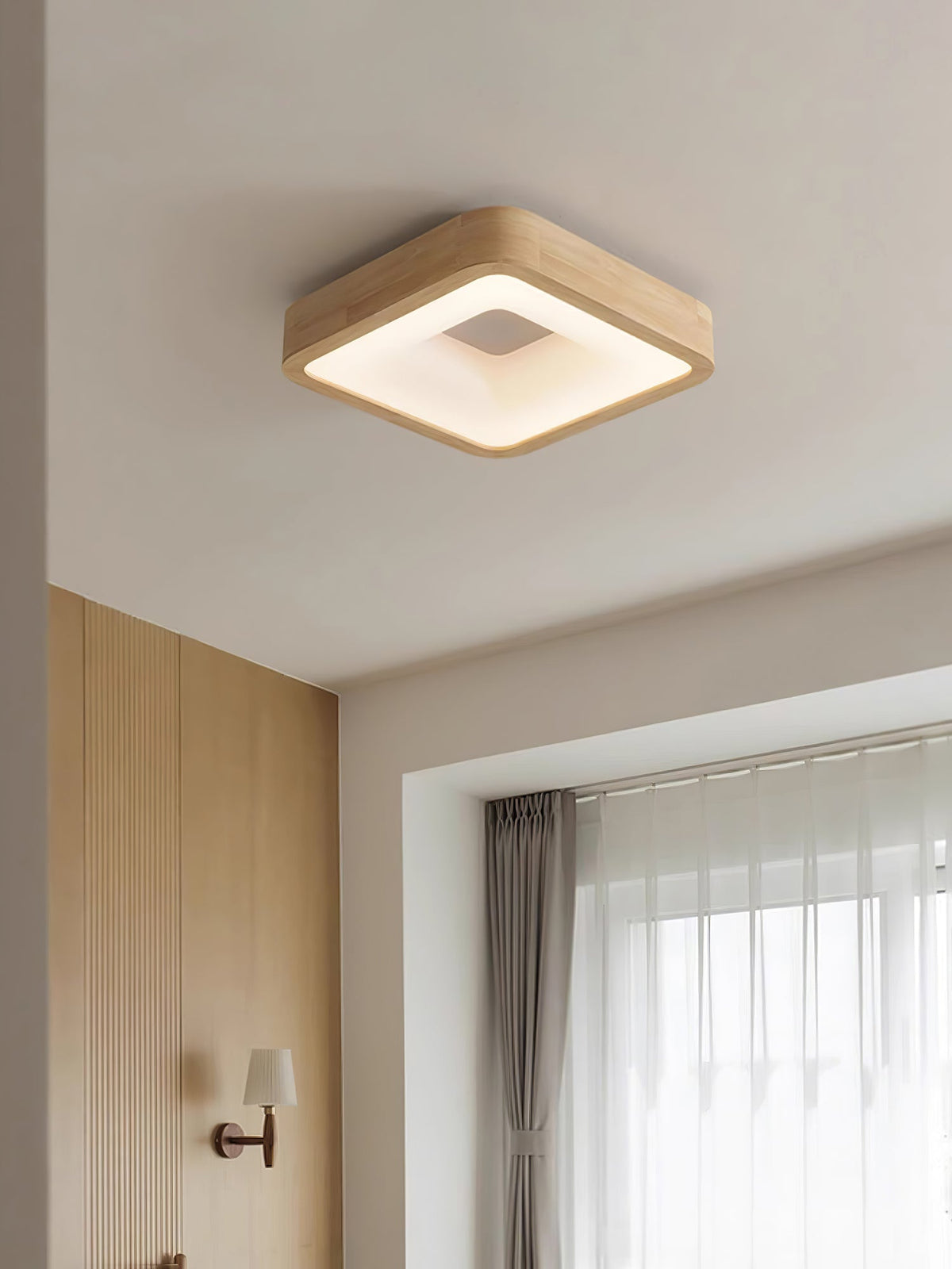 Ivarena Plafonnier Minimaliste Carré en Bois