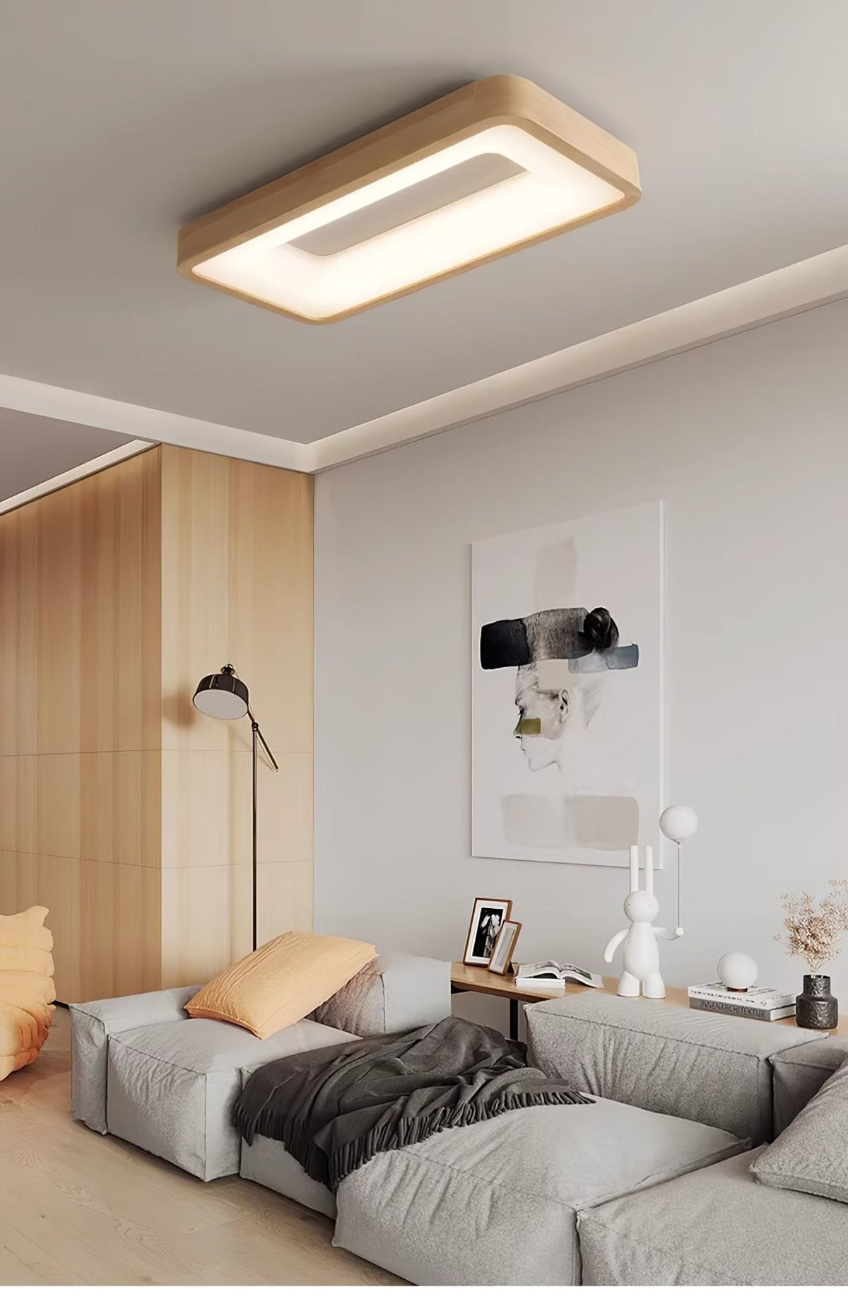 Ivarena Plafonnier Minimaliste Carré en Bois