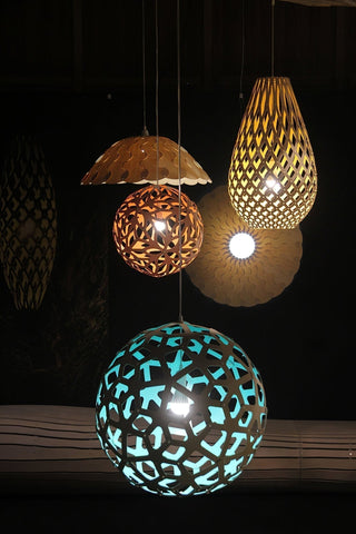 Lustra Suspension Géométrique en Bois Tressé