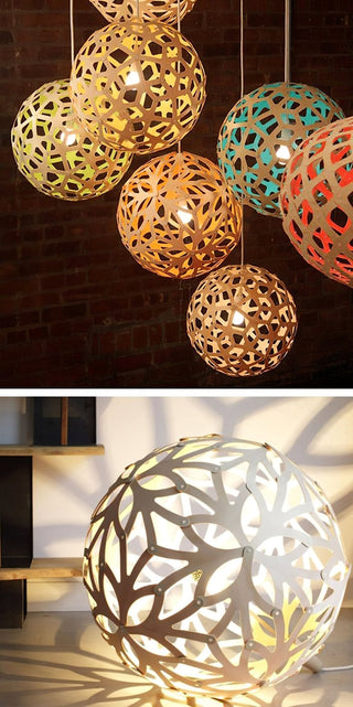 Lustra Suspension Géométrique en Bois Tressé