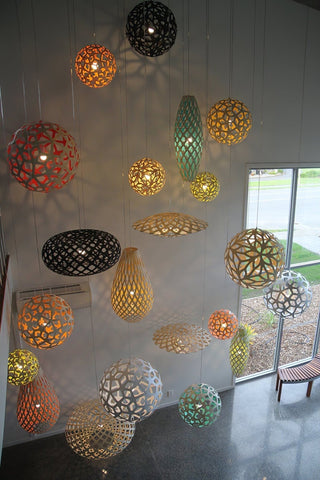 Lustra Suspension Géométrique en Bois Tressé