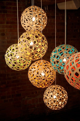 Lustra Suspension Géométrique en Bois Tressé