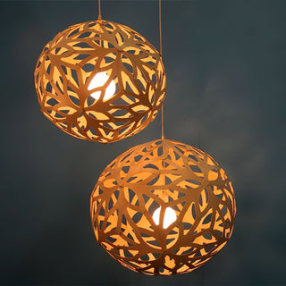 Lustra Suspension Géométrique en Bois Tressé